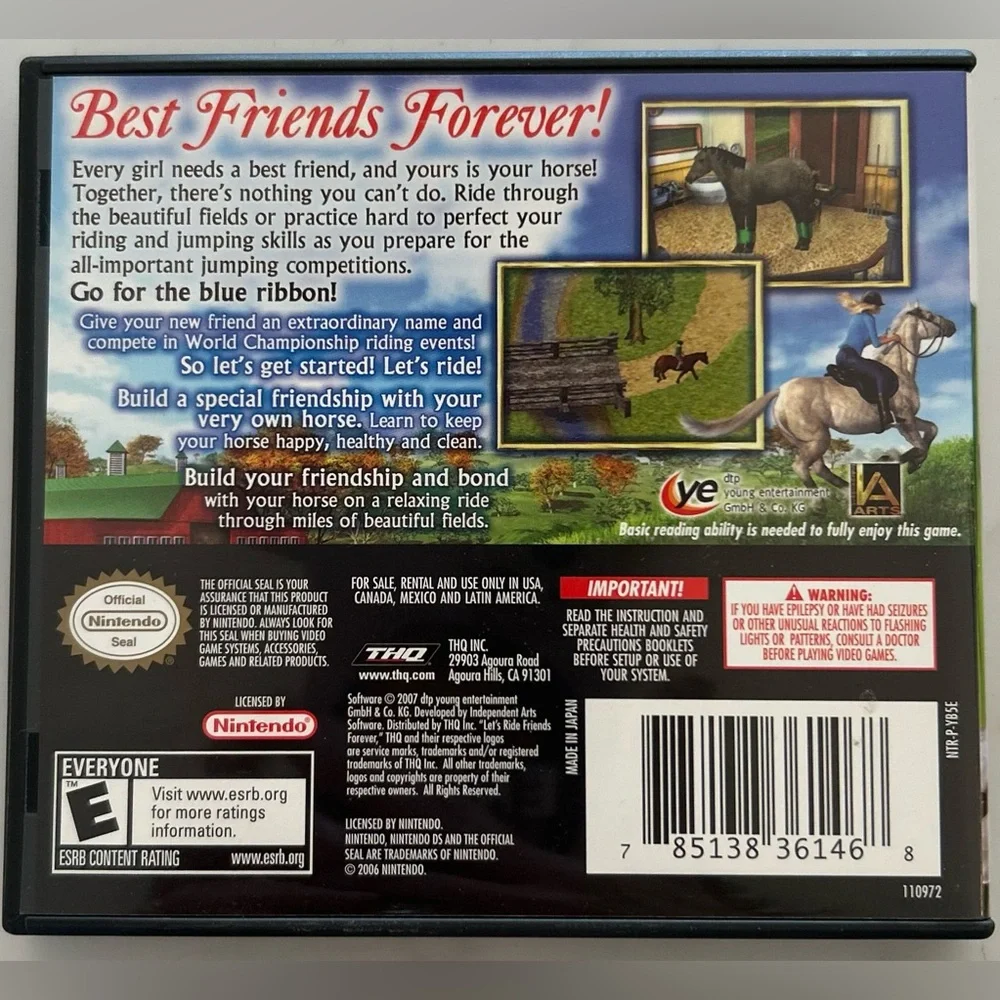 NintendoDS Let’s Ride! Friends FF Forever EUC 2007 THQ Best Friends Forever